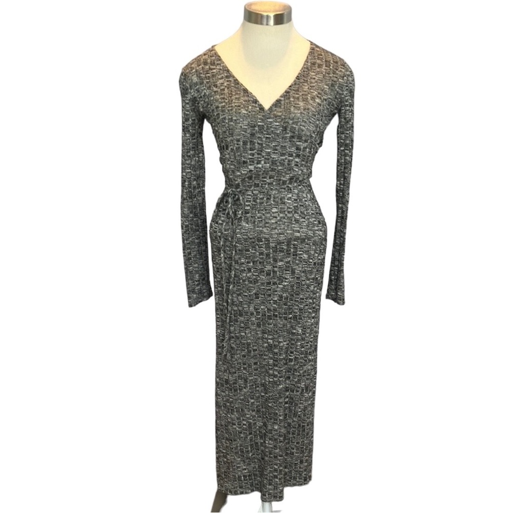 Forever 21 sweater dress marled dark gray and white midi maxi size small